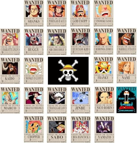 Image of TYZZHOA 25PCS Anime [OP] Wanted Posters 30×21cm, New Bounty Edition, Straw Hat Pirates Crew Nika Luffy 3 Billion, Zoro, Sanji, [OP] Anime Gifts