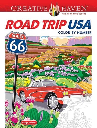 Image of Creative Haven Road Trip USA Color by Number
