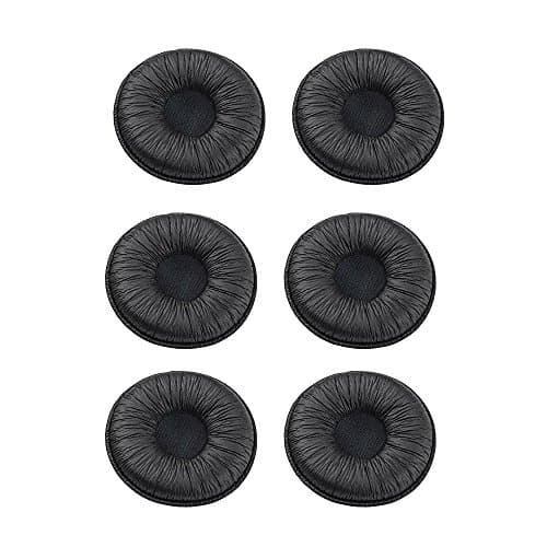 Image of Ear Cushions Leatherette Spare Replacement Earpads for Plantronics Supra Plus Encore and Most Standard Size Office Telephone Headsets H251 H251N H261 H261N H351 H351N H361 H361N (Pack of 6)