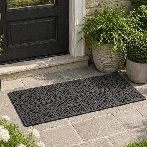 Image of Garden Mile Grey Decking Tiles 10 Pack Outdoor Interlocking Patio Balcony Flooring Composite Plastic Deck Tiles for Garden Terrace Floor Covering Easy DIY Install Weather Resistant