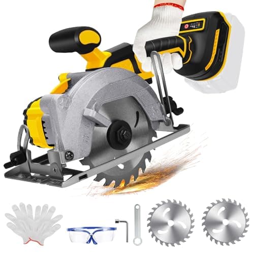 Image of 5.5'' Cordless Circular Saw for Dewalt 18V Battery (No Battery), Brushless Motor with 2 Blades, 0-45° Cutting Angle, Max Cutting Depth 1.9"(90°), 1.57"(45°), Idea for Wood, Plastic, Soft Metal