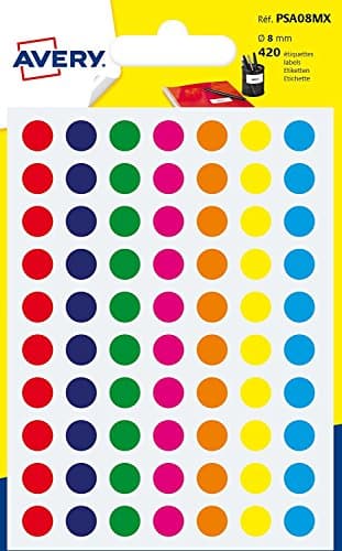 Image of Avery 420 Circle Stickers, 8mm Diameter, Assorted Small Round Dot Adhesive Labels