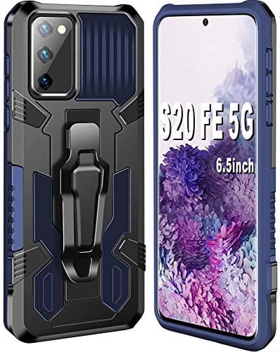 Image of Folmeikat Samsung Galaxy S20 FE 2022/S20 FE 2020/S20 Lite/S20 Fan Edition 5G/4G Phone Case, Military Grade Protective with Belt Clip and Kickstand Protective Phone Case for Samsung S20 FE 5G 6.5 Blue