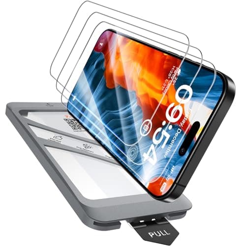 Image of TAURI 4 in 1 Designed for iPhone 15 Pro Max Screen Protector, 3 Pack Tempered Glass Film + 1 Dust Free Installation Tool, [Case Friendly] Anti-scratch Anti-Glare No Dust No Bubbles