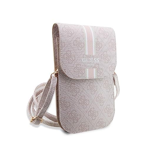 Image of CG MOBILE Guess Crossbody Wallet 4G with Stripe Pattern, Universal Compatibility, Secure Space for Phone, Cash and Cards (Pink)
