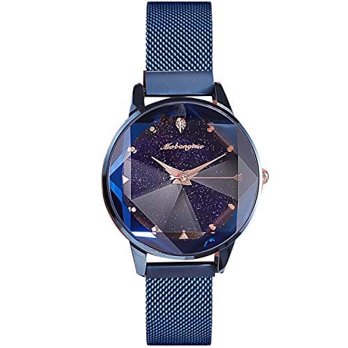 Image of RORIOS Women Watches Ladies Wristwatch Mesh Band Shining Starry Sky Dial Easily Use Watches Fashion Dress Watches for Ladies Girls