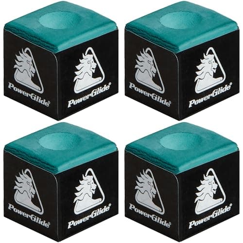 Image of POWERGLIDE Snooker Pool & Billiard Cue Tip Chalk | Green Felt Colour | 4 Cubes