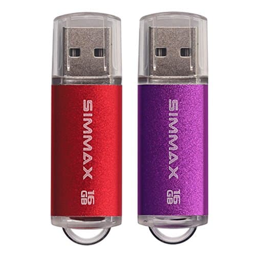 Image of Memory Stick 2 Pack 16GB USB 2.0 Flash Drive Thumb Drive Pen Drive by SIMMAX (16GB Red Purple)