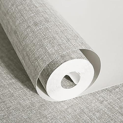 Image of Anttyscar Light Grey Thick Linen Textured Fabric Effect Wallpaper, Mix Plain Wallpaper Roll, Hessian Wallpapers, Minimalist Feature Decoration for Living Room Bedroom Hallway