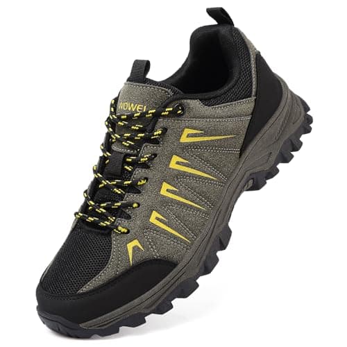 Image of HaloTeam Trekking Shoes Mens Outdoor Travelling Walking Shoes Non-Slip Lace-up Hiking Boots,Army Green,8.5 UK