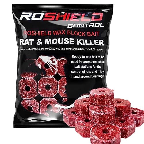Image of ROSHIELD- Rat/Mouse Poisoning,Poison Blocks 300g, Super Strength, Single-Feed Fast Acting Rat & Mouse Killer, Rat Poison Block Bait - Indoor,Outdoor For Rodent Bait Station Refill Packs…