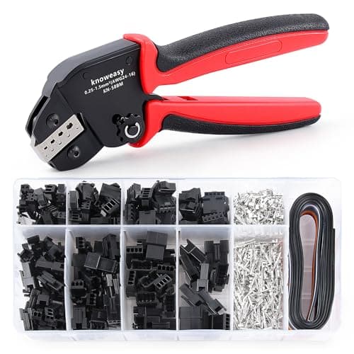 Image of knoweasy Jst Crimping Tool with 590PCS JST-XH Connectors Kit - 24-16 AWG Labor-Saving Crimper for AMP-TE 2.8/4.0/4.8/6.3, JST-SM2.54/XH2.54/VH3.96 and Molex