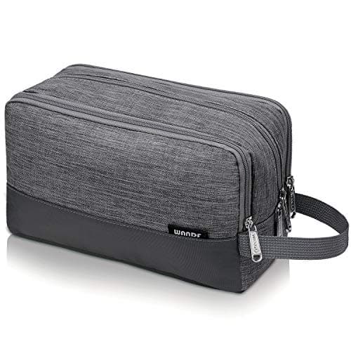 Image of WANDF Toiletry Bag Water-Resistant Nylon Travel Wash Bag Lightweight Dopp Kit for Men and Women (A-Denim Grey)