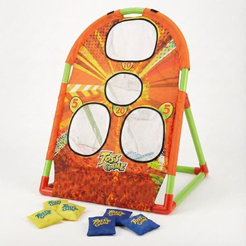 Image of The Magic Toy Shop Bean Bag Toss Game Set – Portable Indoor & Outdoor Garden Cornhole for Kids & Adults – Target & Throwing Game with 6 Bean Bags – School Sports Day, Summer Fair Carnival Toy