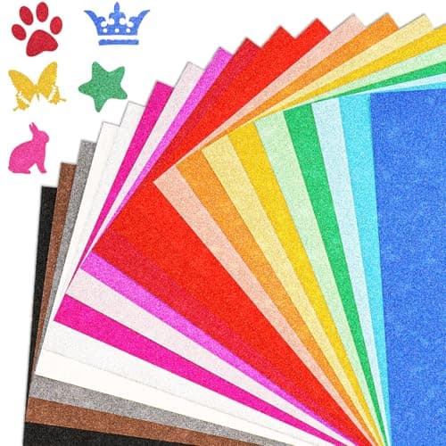 Image of 40 Sheets A4 Glitter Cardstock Paper,20 Colors 250gsm Sparkle Craft Paper(2 per Color), Non Shed Shiny Card for DIY Crafts, Scrapbook, Cricut, Party Decorations