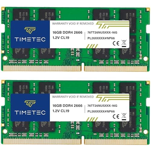 Image of Timetec Premium 32GB KIT (2x16GB) DDR4 2666MHz (PC4-2666V) PC4-21300 SODIMM Laptop RAM – 260-Pin 1.2V CL19 Non-ECC Unbuffered Memory Module for Laptop, Notebook, Mini PC, All-in-One