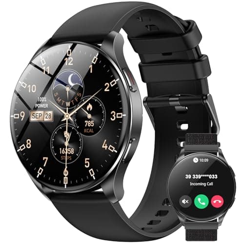 Image of Smart Watch for Men Women,Answer/Make Call, 1.43" AMOLED Always-on Display Smartwatch,IP68 Waterproof Fitness Watch with 100+ Sports/Heart Rate/Sleep Monitor/ SpO2,Large Batter/Fast Charging/2Straps