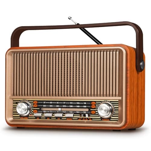 Image of PRUNUS J-120 Retro Radio, AM/SW/FM Small Portable Radio, 1800mAh Rechargeable Radio Portable with 7W Bluetooth Speaker Loud, Vintage Radio Supports USB/TF/TWS/BT5.0 Function