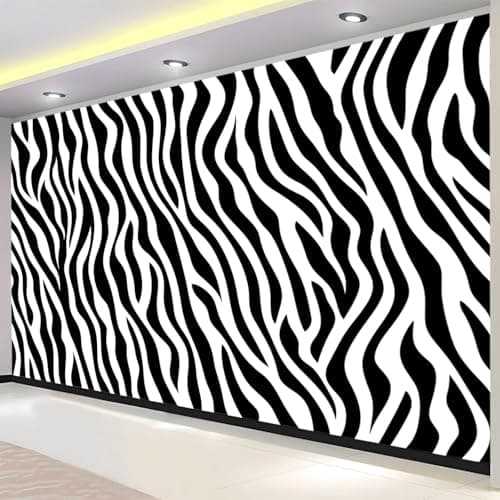 Image of Buohwiwe Mural Wallpaper Zebra Print, 3D Effect Panoramic Photo Wallpaper Zebra Texture Non-Woven Murals 150x105 cm Art Print Wall Poster Mural Bedrooms Living Room Modern Decoration q.8725