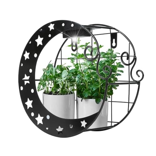 Image of Gardenwize - Solar Moon Wall Planter Outdoor, Crescent Wall Mounted Planter with Built-In Solar Light, Decorative Vertical Wall Flower Pot, Waterproof Garden Wall Hanging