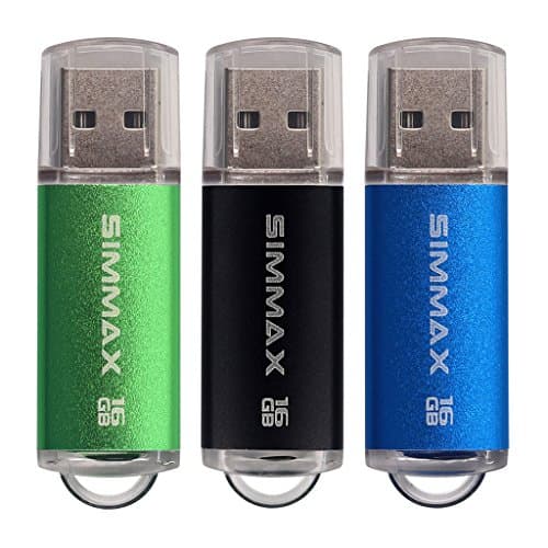 Image of Memory Stick 3 Pack 16GB USB 2.0 Flash Drives Thumb Drive Pen Drive by SIMMAX (16GB Green Black Blue)