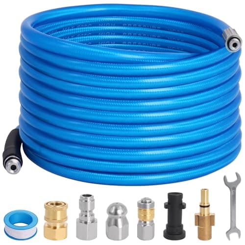 Image of 10M Pressure Washer Drain Jetter Compatible with Karcher K2-K7 Series and Bosch Pressure Washers 5800 PSI Sewer Jetting Hose Cleaning Kit with Jet Nozzle & Rotating Jet Nozzle