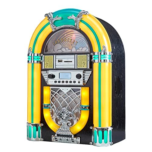 Image of Arkrocket Athena Mini Jukebox/Tabletop CD Player/Bluetooth Speaker/Radio/USB and SD Card Player with Retro LED Lighting System
