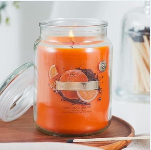 Image of Christmas Chocolate Orange Wickford & Co Luxury Festive Scented Large Glass Jar Candle – 18oz, 95-Hour Burn Time, Christmas Home Decor, Cosy Winter Fragrance (Chocolate Orange)