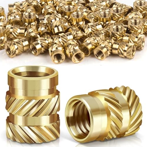 Image of Caianwin 50PCS Thread Insert M4 Brass Heat Set Insert for for Plastic and 3D Printing Components - Brass Metric Knurled Nuts