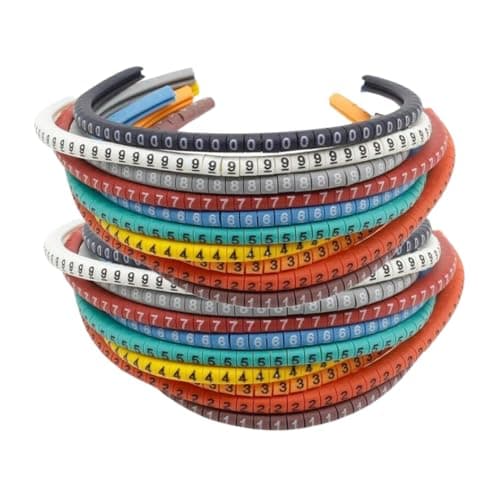 Image of 1,000 PCS EC-0 Cable Wire Marker 0 to 9 Number Coloured Marking Tool for 1.5mm2 Size | Insulation Marking | PVC Cable Markers | Assorted Colours | Electrical Supplies