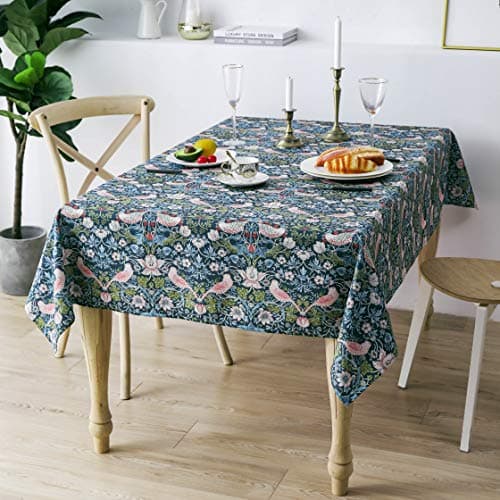 Image of Obal William Morris Tablecloth Original Design Tablecloth Water Resistant Rectangular Table cloth Kitchen Dinning Decoration Table Cover Washable, 180cm x 140cm (Strawberry Thief)