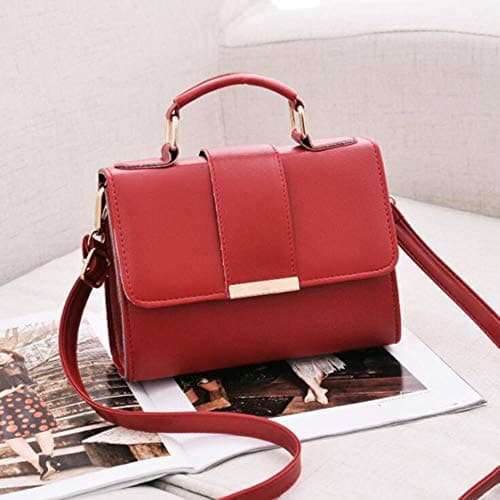 Image of Summer Fashion Women Bag Leather Handbags PU Shoulder Bags Small Flap Crossbody Bags for Women Messenger Bags,Red,20x15x6cm
