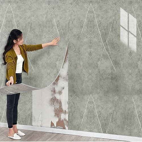 Image of Camiraft Grey Self Adhesive Marble Wallpaper Bathroom Wallpaper Waterproof Thermal Wall Paper for Bad Cold Walls -1 Rolls=1.2m² 2.3mm Thick Insulated Lining Paper for Walls for Bedroom Living Room