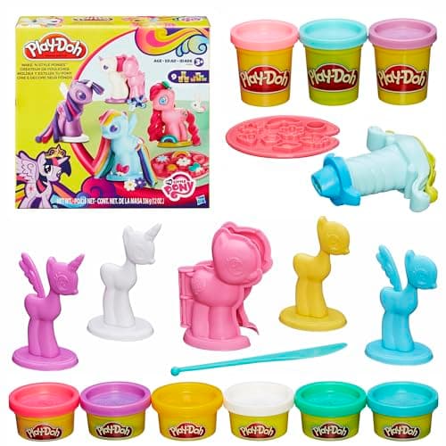 Image of Play-Doh Make 'n Style Ponies Playset, My Little Pony Figures, 9 Colors, Kids Arts & Crafts Set, Preschool Toys, for Girls & Boys, Ages 3+ (Amazon Exclusive)