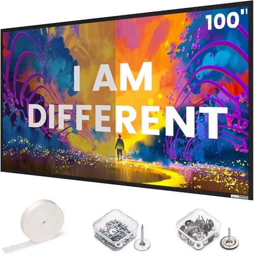 Image of High Gain Projector Screen, ZWI-100 Fixed Frame and Wall Mounted, High Brightness 2.6X Gain and High Contrast 30% ALR