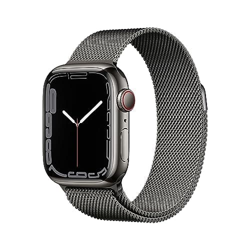 Image of Apple Watch Series 7 (GPS + Cellular, 45mm) Smart watch - Graphite Stainless Steel Case with Graphite Milanese Loop. Fitness Tracker, Blood Oxygen & ECG Apps, Always-On Retina Display, Water Resistant