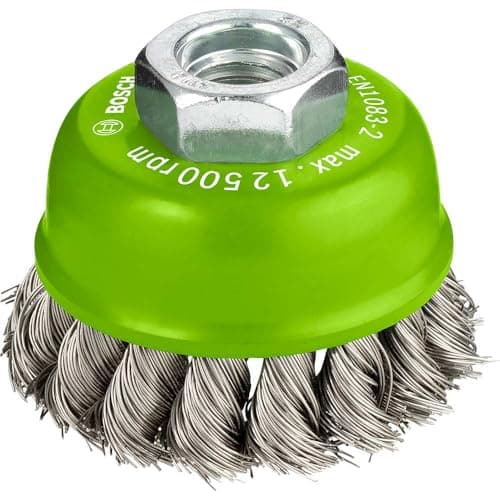 Image of Bosch 1x PRO Stainless Steel Longlife Cup Brush, Knotted Wire for Small Angle Grinder and M14 Thread (for Non-ferrous metals, Steel, Ø 65 mm, Professional Accessory Small Angle Grinder)