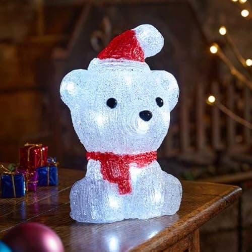 Image of Smart Garden InLit Ice Polar Bear Cub – 20 cm Acrylic Battery Powered Christmas Ornament with Cool White LEDs