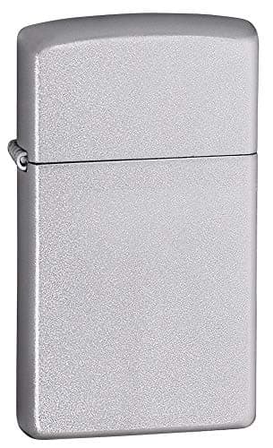 Image of Zippo Windproof Lighter - Customizable - Satin Chrome - Slim Case - Refillable for Lifetime Use - Adjustable Flame - Gift Box - Metal Construction - Made in USA