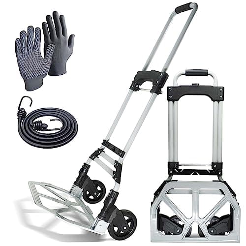Image of WMR Heavy Duty Folding Aluminium Hand Truck Trolley | Multi-Purpose Sack Barrow Cart | Lightweight & Durable Aluminium Trolley for Luggage, Groceries, Office, Warehouse | 80KG Load Capacity