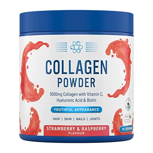 Image of Applied Nutrition Collagen Powder - Strawberry & Raspberry Flavour - 5000mg Hydrolysed Bovine Flavoured Collagen Peptides with Vitamin C, Hyaluronic Acid & Biotin (165g - 30 Servings)