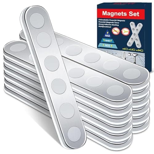 Image of Unbreakable Strong Magnet, 12 Pack Self-Adhesive Neodymium Bar Magnets, Powerful Permanent Rare Earth Sticky Magnets for School Office Home Kitchen DIY Tool Room Fixing Kit (N52-12PCS)