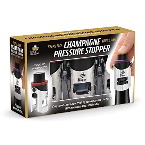 Image of Bar Amigos Triple Value Pack of 3 Champagne Pressure Stopper Set Saver Pump Sealer Preserver with Champagne Bottle Stopper Patented Technology Keep Sparkling Wine Fresh for 7 Days Plus