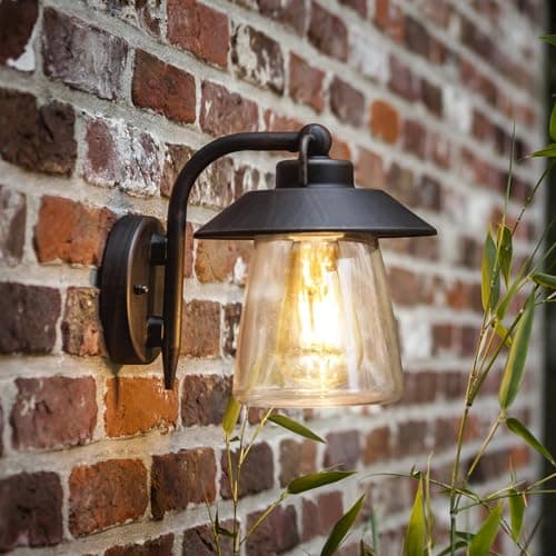 Image of LUTEC Outdoor Traditional Wall Light, Aluminum Wall Lamp Lighting Fixture, Matte Black Finish Anti-Rust Wall Mount Lantern, Waterproof Wall Sconce with Clear Glass - Requires E27 LED Bulb