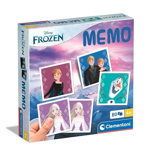 Image of Clementoni Educational Game Memo Disney Frozen 80 Tiles - Game For Children 4-6 Years, Flash Card Games, Learning Logical Thinking, 2 Players, Gift For Boy/Girl, Cartoon, Made In Italy, 18299