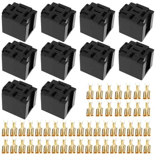 Image of eMagTech 10Pcs Car 5 Pin Relay Connector Socket with 6.3mm Terminals 12V 30A for Car Alarms Remote Start Hidden Headlights