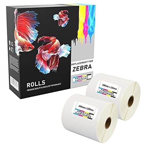 Image of 1,000 Compatible Zebra 100mm x 150mm White Direct Thermal Labels (500 Labels per Roll) for Zebra Type Printers - Two Rolls