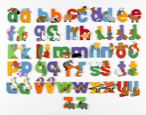 Image of Vinsani WOODEN Lower Case JUNGLE ANIMAL ALPHABET LETTERS PERSONALISED BEDROOM WALL DOOR (f)