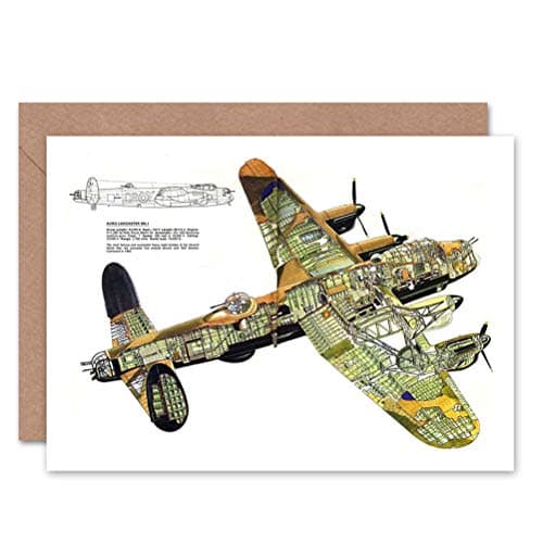 Image of Wee Blue Coo WAR DRAWING PLANE BOMBER AVRO LANCASTER CUTAWAY WWII UK GREETINGS CARD