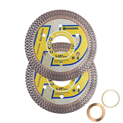 Image of HIGHDRIL Diamond Cutting Disc - 2pcs 85MM/3-3/8 Inch Diamond Tile Blade Disc Cutting Porcelain Tile Ceramic Granite Marble Dry or Wet Use Circular Saw Blade with Turbo X Mesh